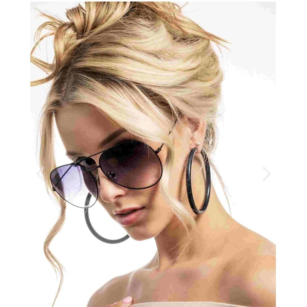 Carmen Sol black hoop earrings NWOT - Picture 1 of 4